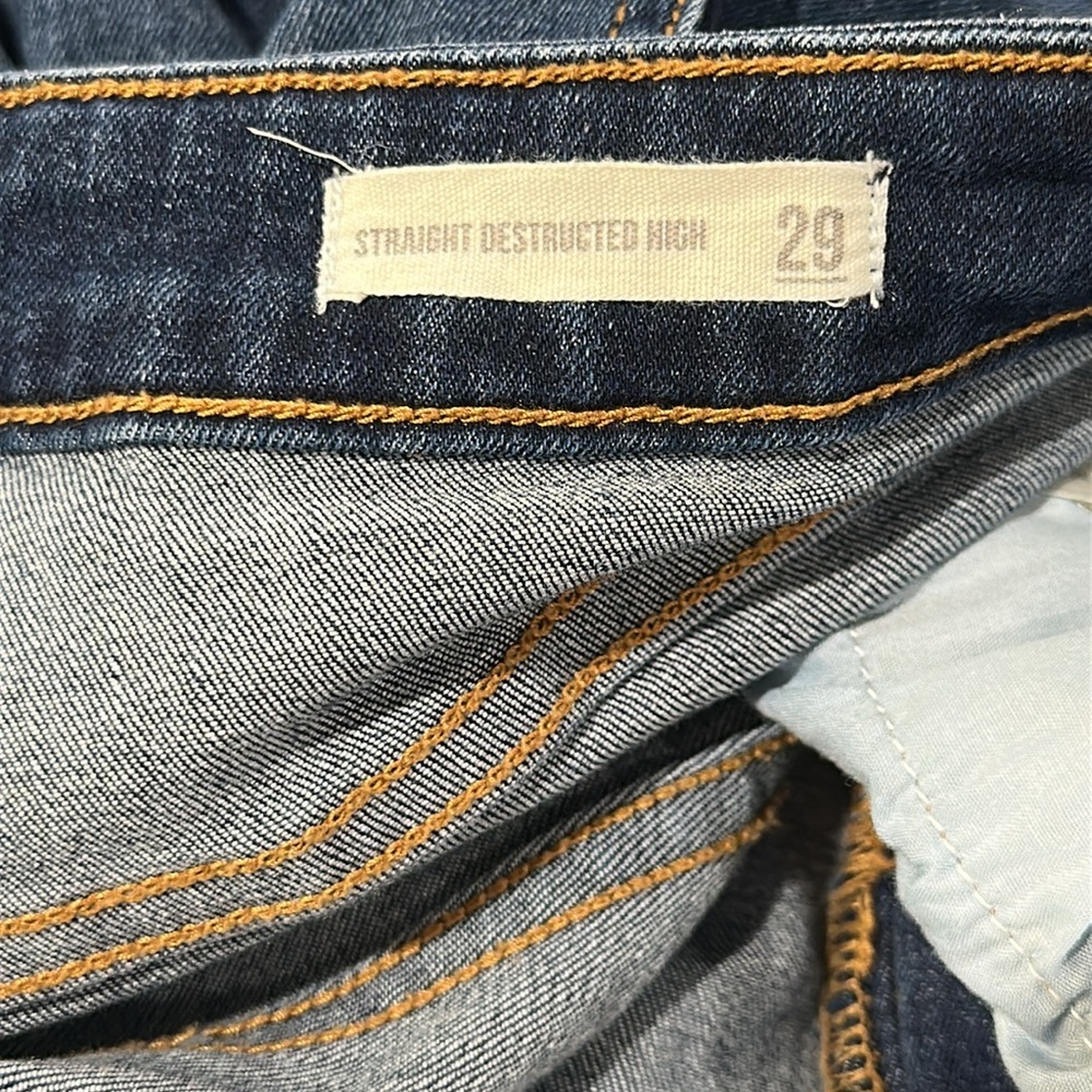 Harper Heritage Straight Destructed Faded High Waist Cropped Raw Hem Size 29 - Picture 9 of 10